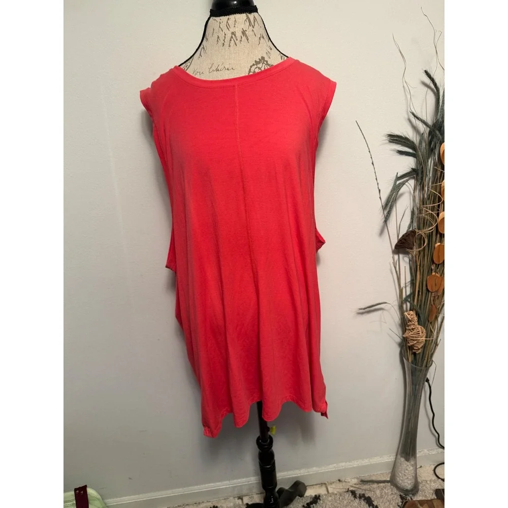 Nike Dri-FIT Women 3XL Tall Slim Fit Muscle Tank Coral Pink Deep‎ Armhole 2538